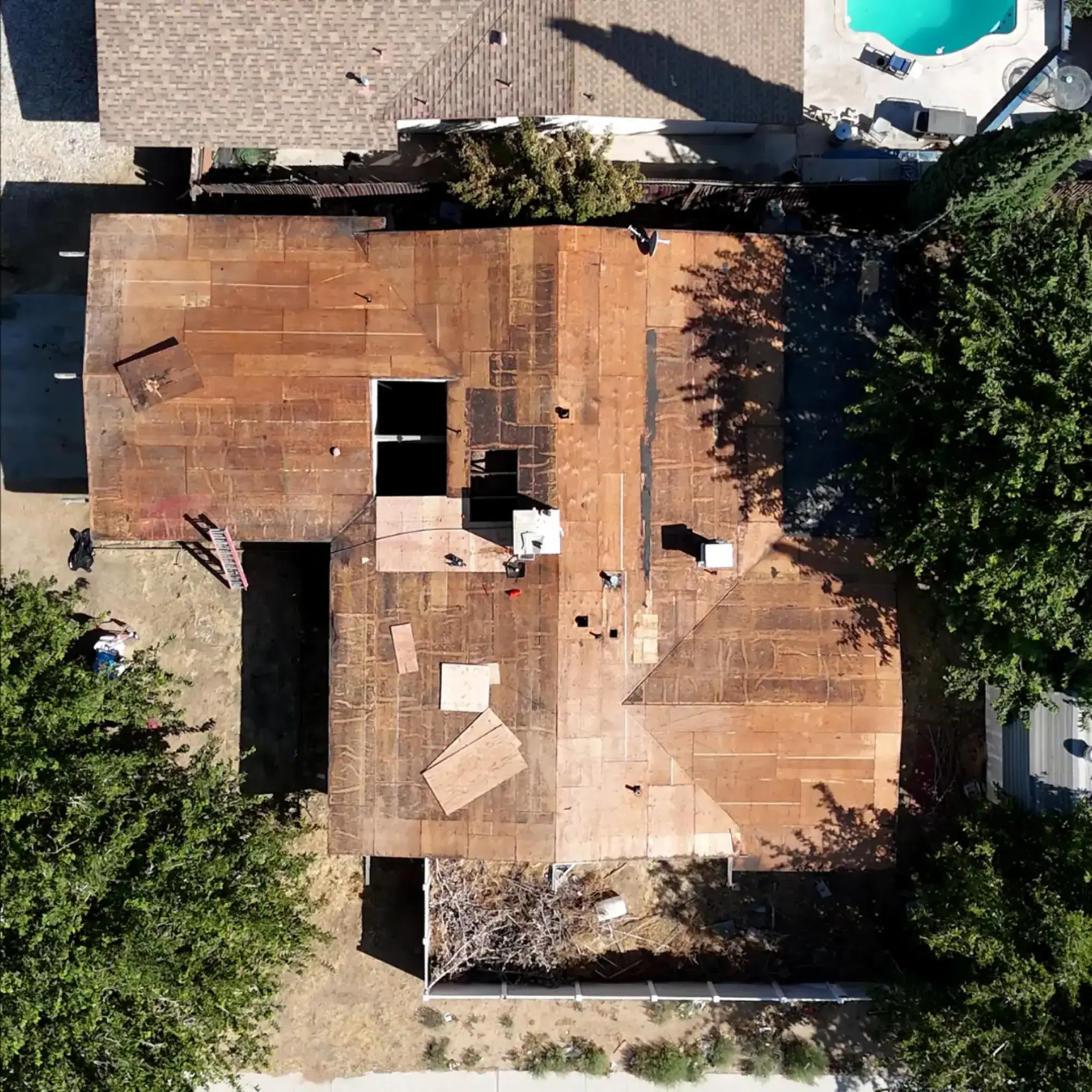 Tile roof installation in progress