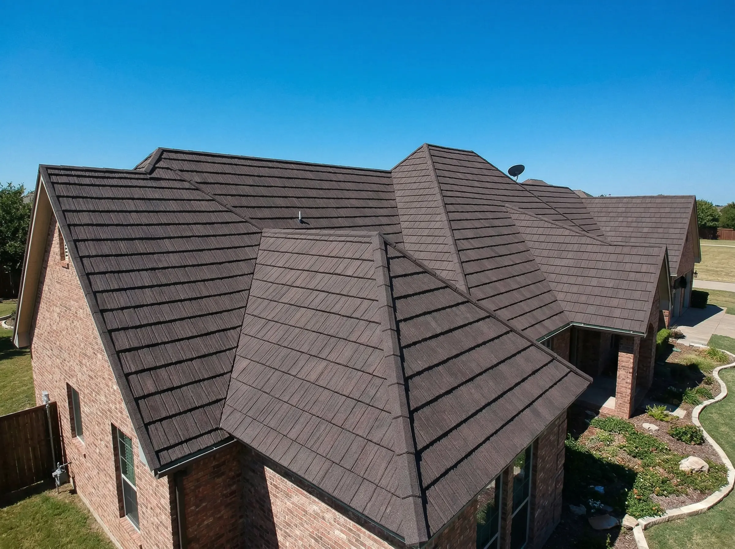 Completed stone-coated steel roof
