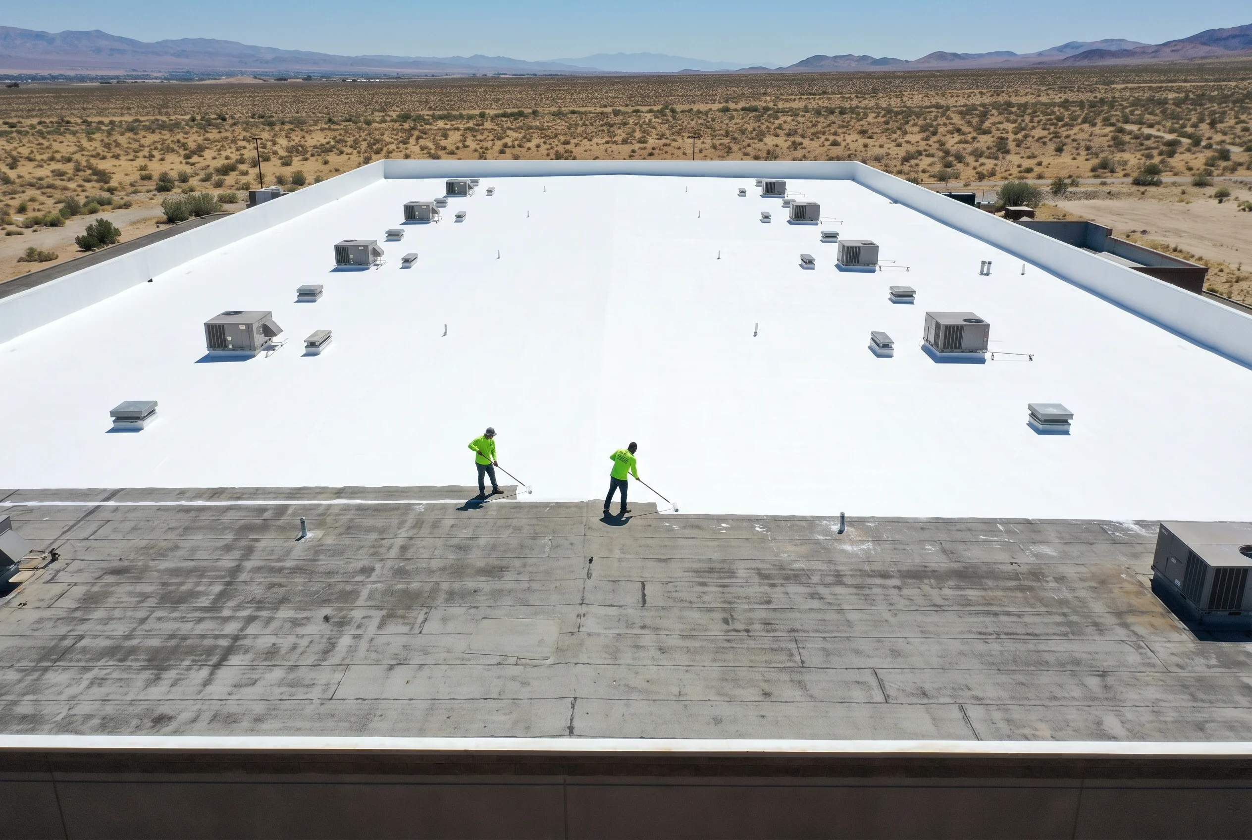 Before and after roof coating project