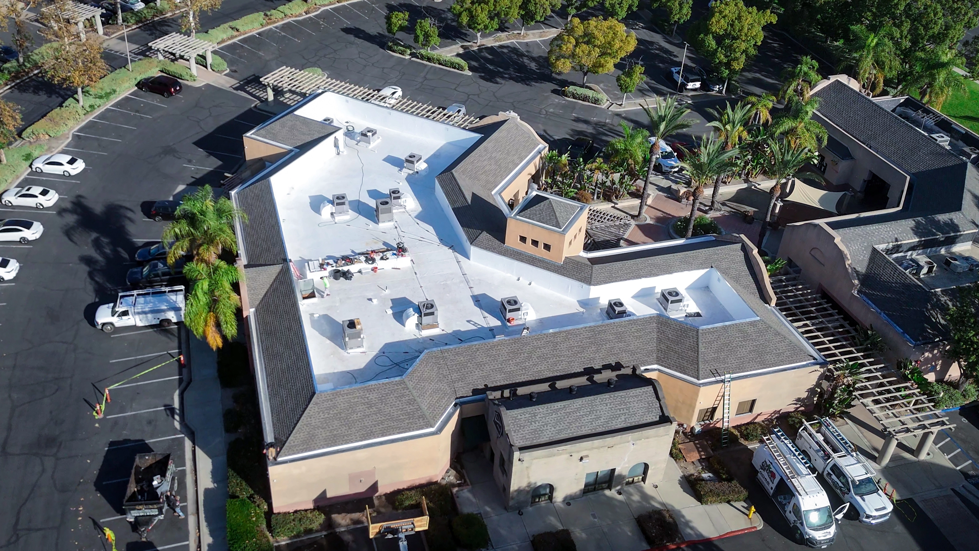 Completed commercial flat roof system