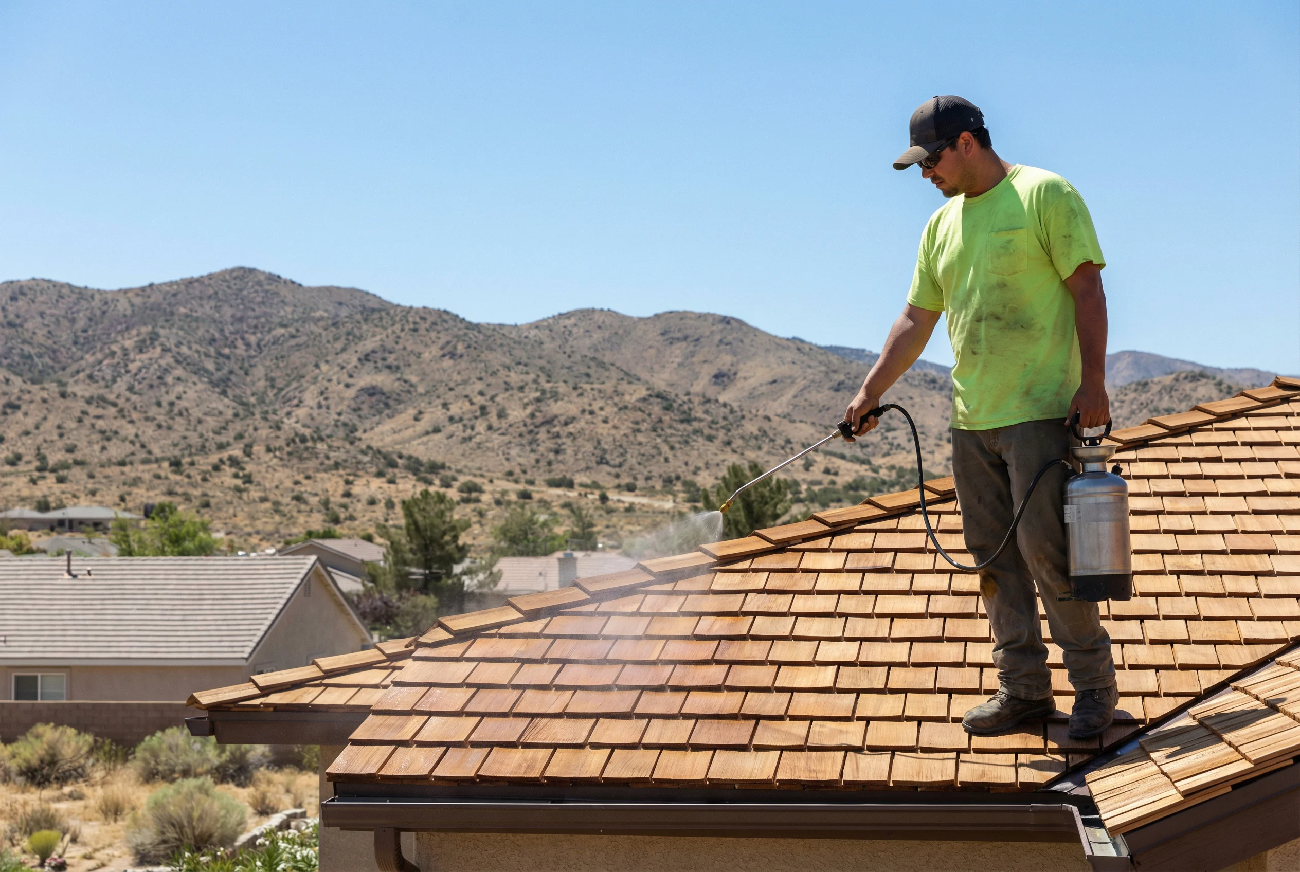 Wood shake installation on a residential home